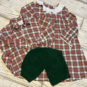 EUC sibling set Shrimp and Grits dress, button up shirt and corduroy pants